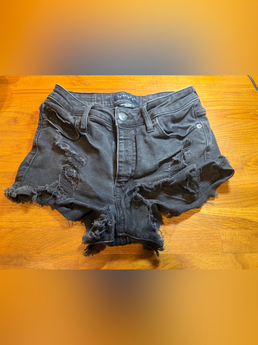 Aeropostale Black Distressed Ripped Denim Shorts size 2